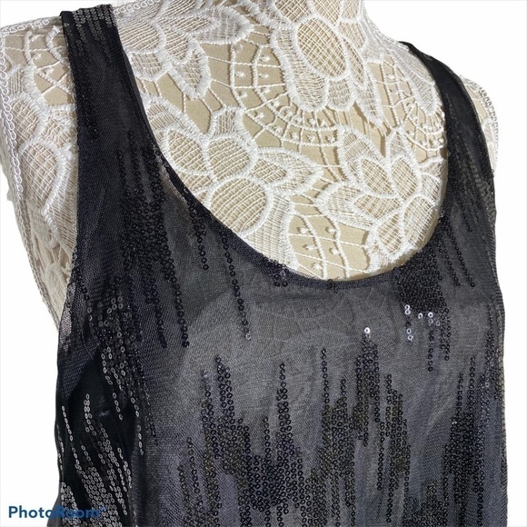 NWT Panhandle Slim Western Sleeveless Sequin Top Black - Picture 4 of 12